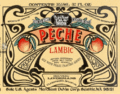 Lindemans Pêche, early U.S. labeling